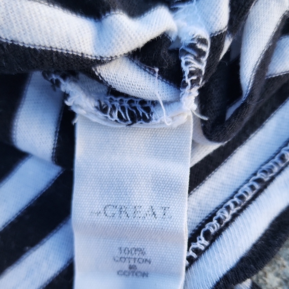 THE GREAT. Black and White Striped Tee Small - Picture 6 of 8